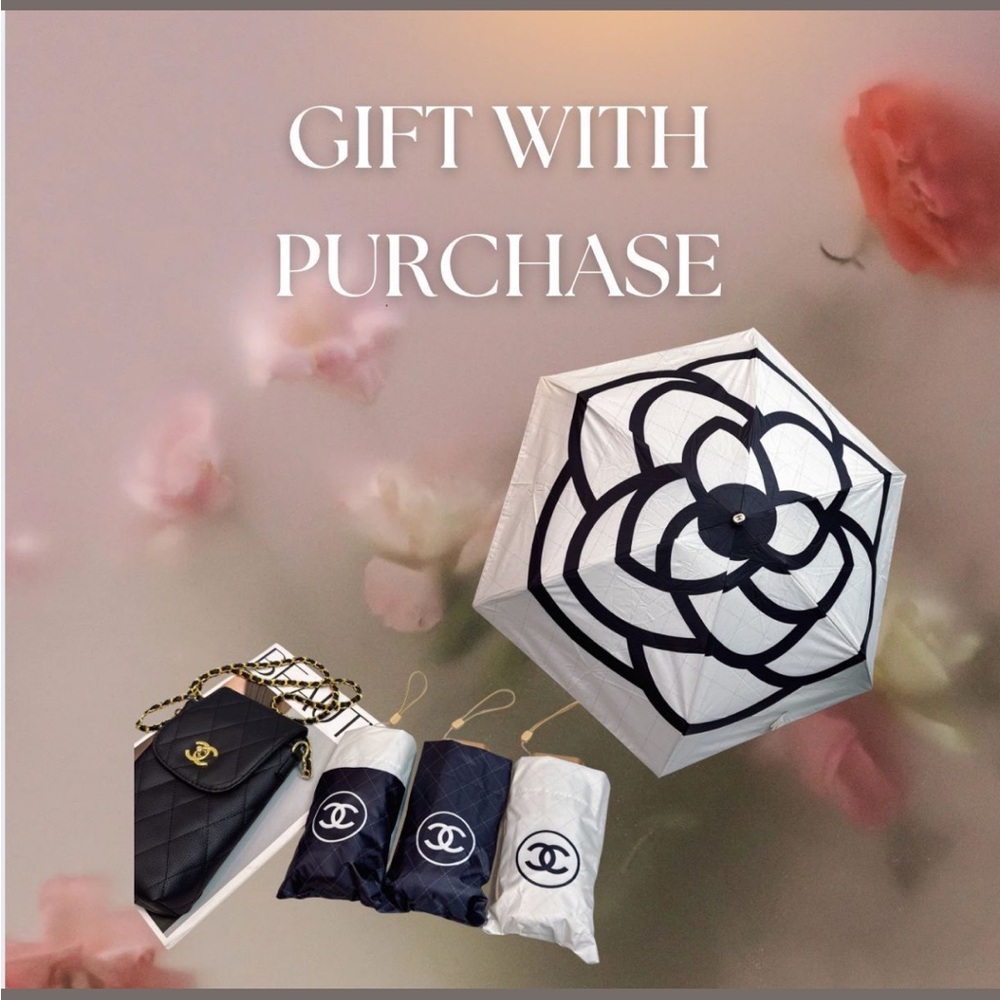 Chanel Umbrella with Quilted Vegan Leather Pouch. Comes with box -GWP - Picture 12 of 14